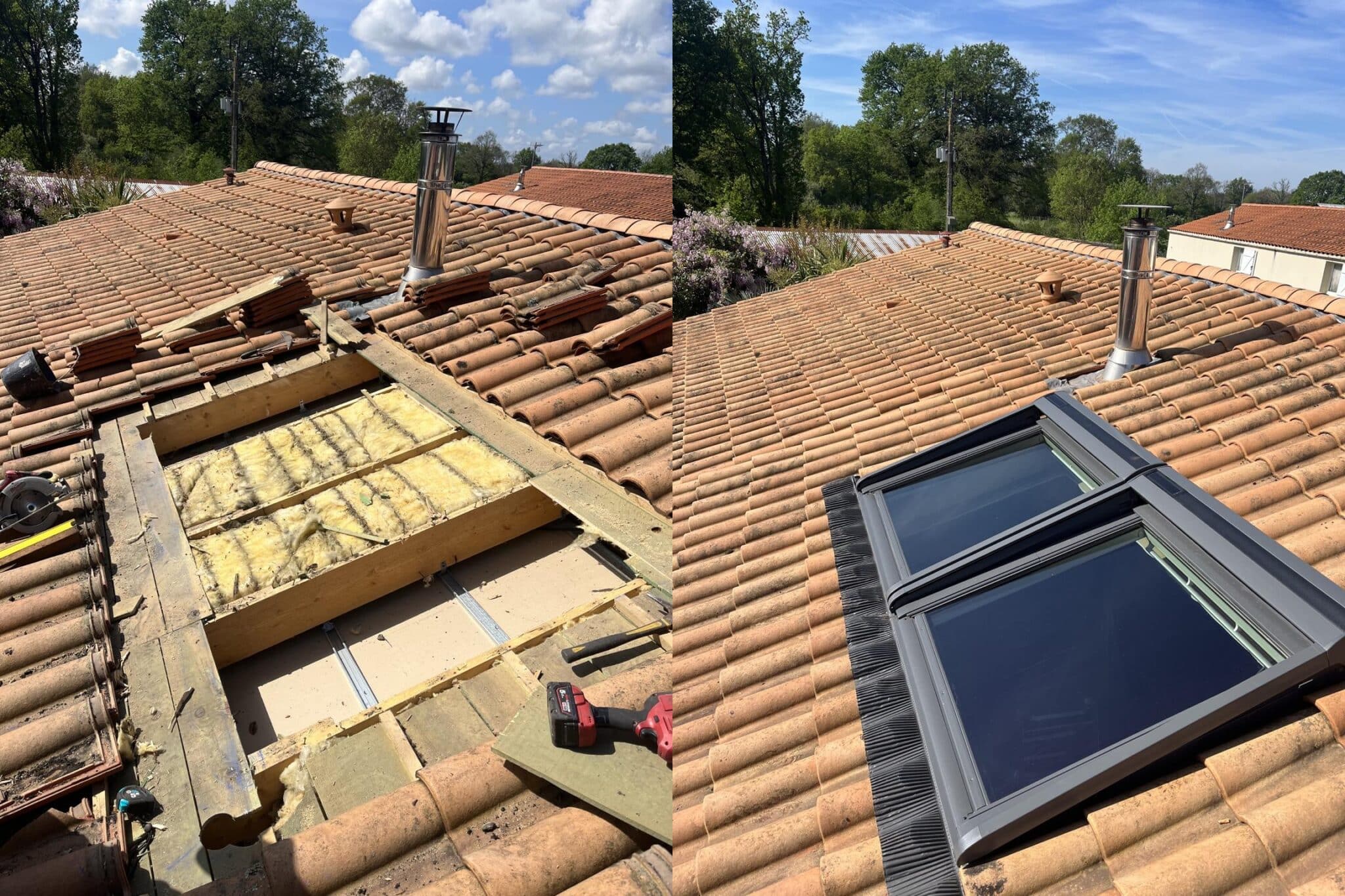 avant après installation de velux à Nantes
